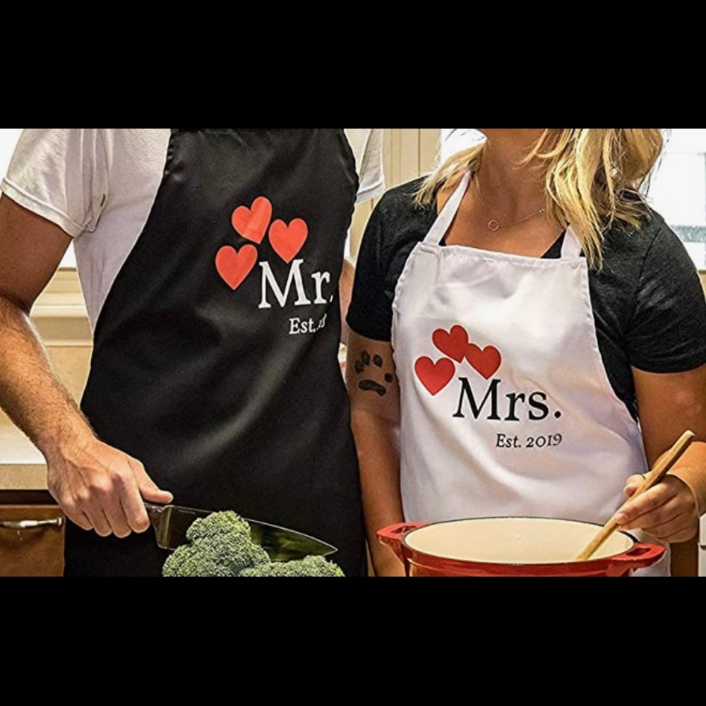 A couple’s gift for anniversary or a special occasion. Aprons-EST.2019 NWOB